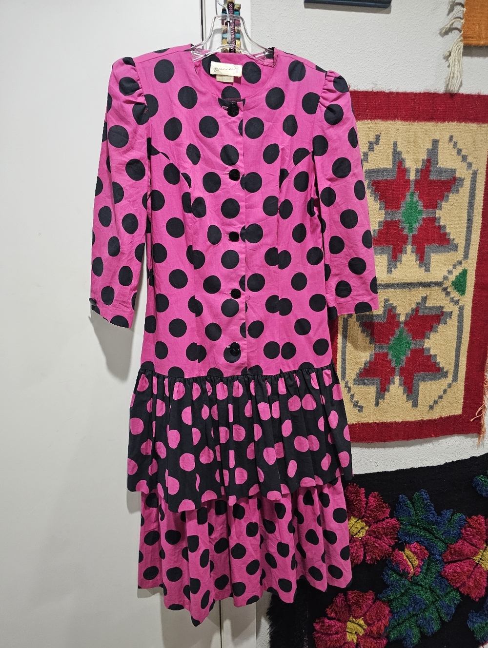 Vintage 80s Polka Dot Dress By  Brenner 11/12